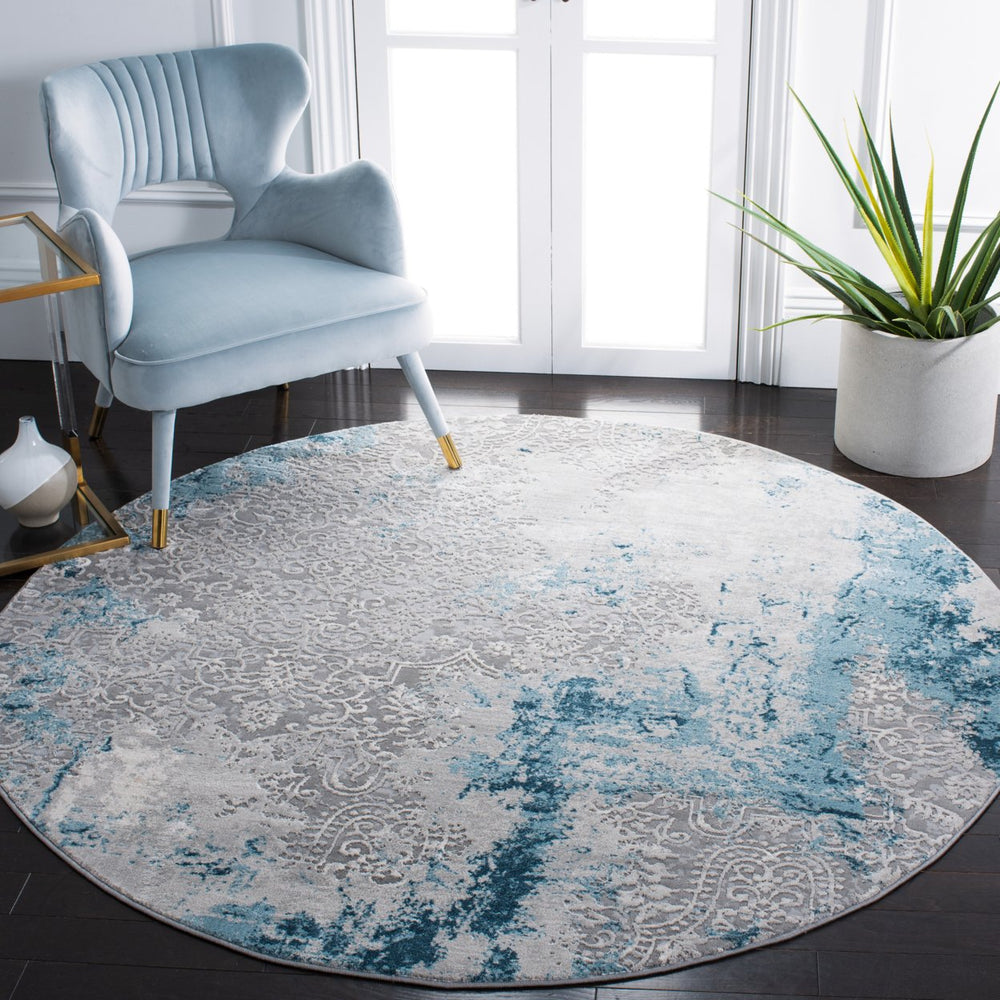 SAFAVIEH Meadow Collection MDW573F Light Grey / Blue Rug Image 2