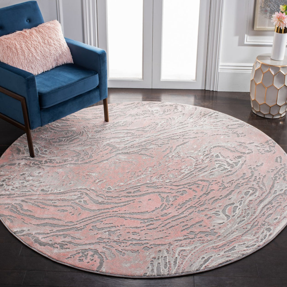 SAFAVIEH Meadow Collection MDW568G Light Grey / Pink Rug Image 2