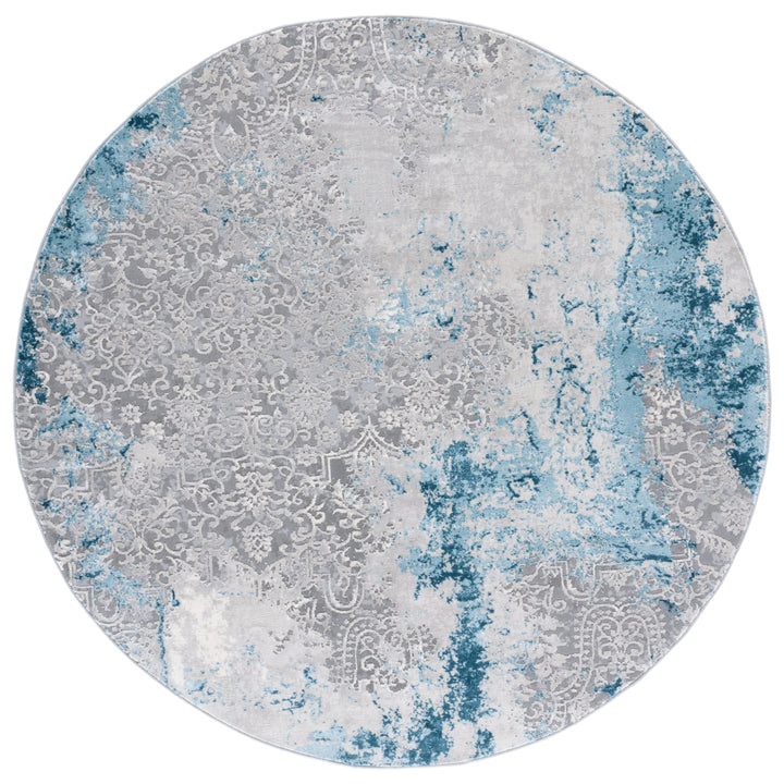 SAFAVIEH Meadow Collection MDW573F Light Grey / Blue Rug Image 4