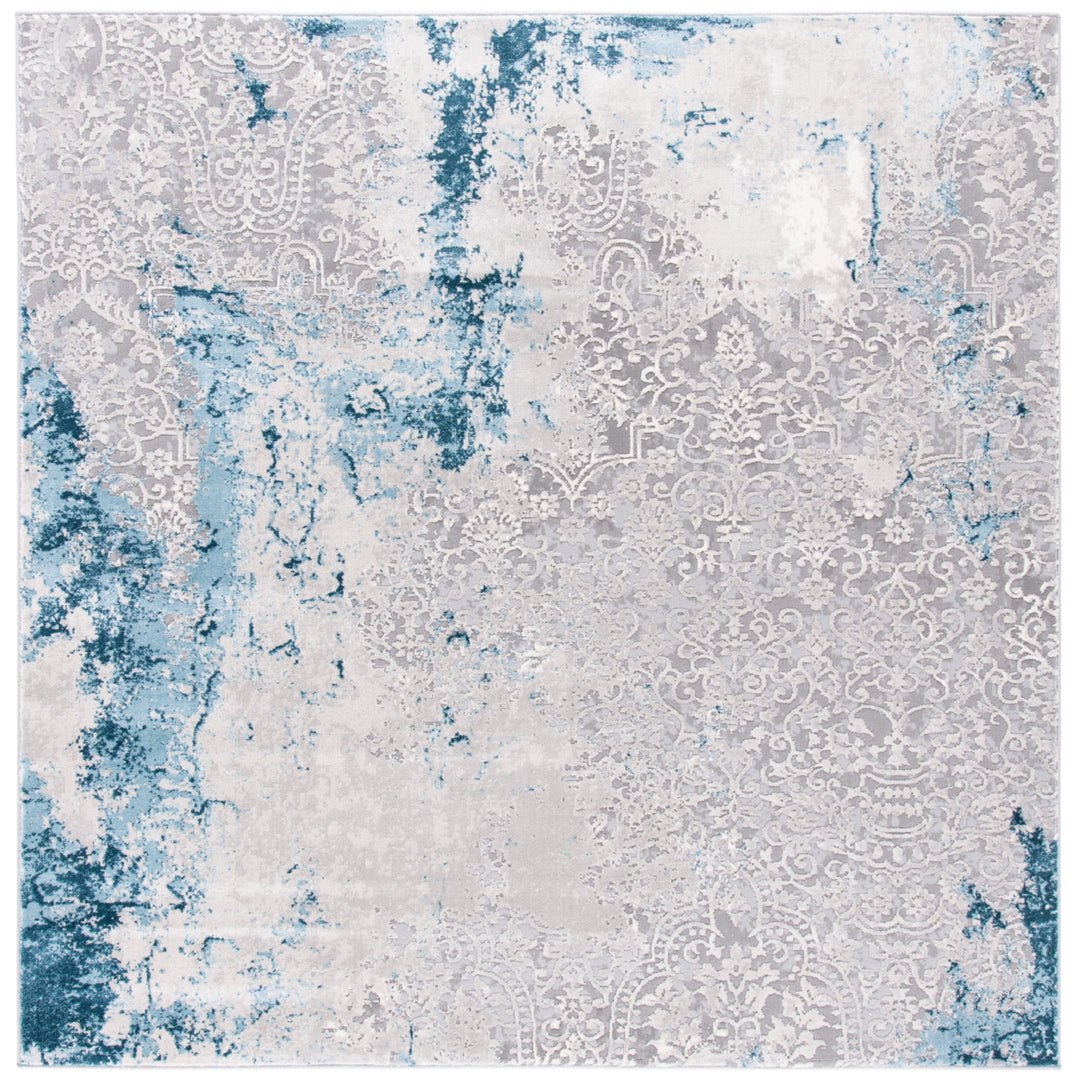 SAFAVIEH Meadow Collection MDW573F Light Grey / Blue Rug Image 6