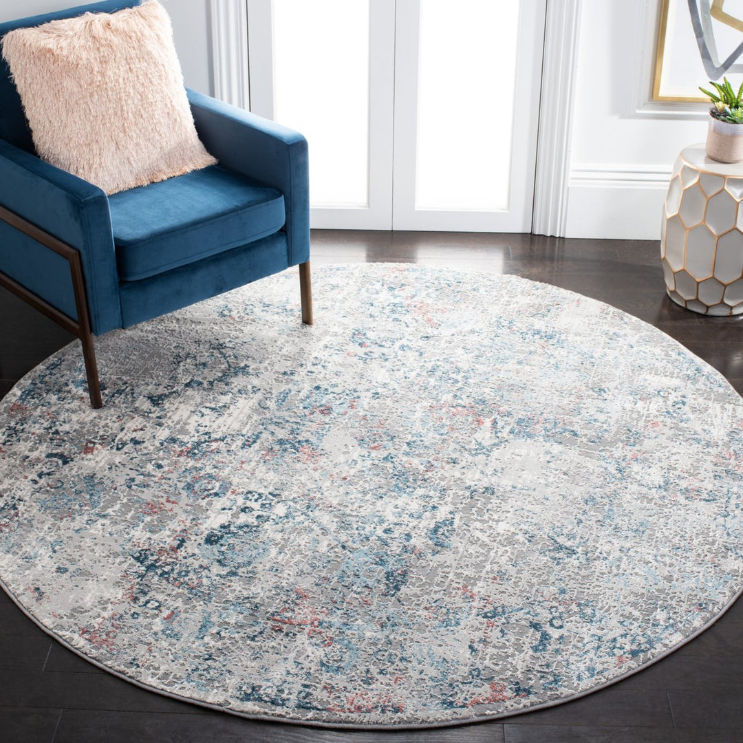 SAFAVIEH Meadow Collection MDW583G Light Grey / Blue Rug Image 2