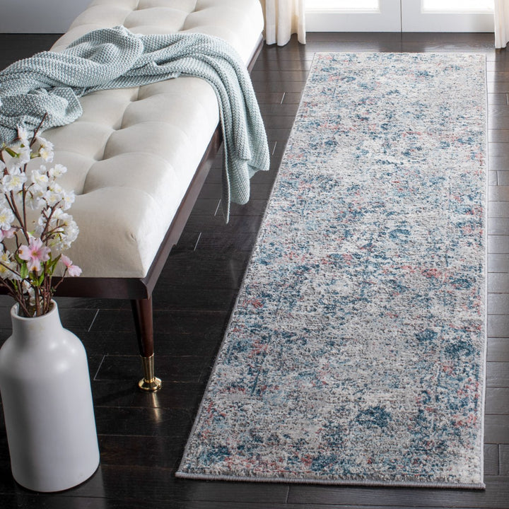 SAFAVIEH Meadow Collection MDW583G Light Grey / Blue Rug Image 3