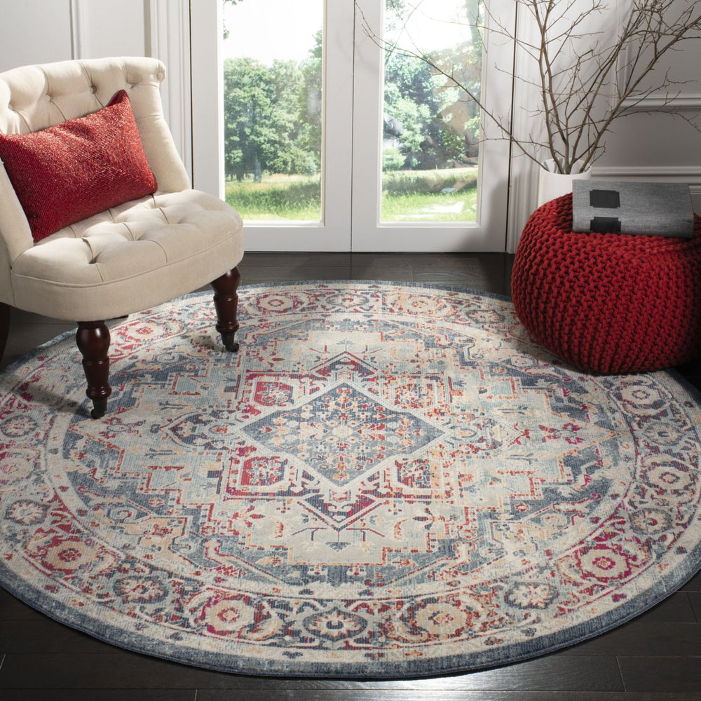 SAFAVIEH Merlot Collection MER310N Navy / Aqua Rug Image 2