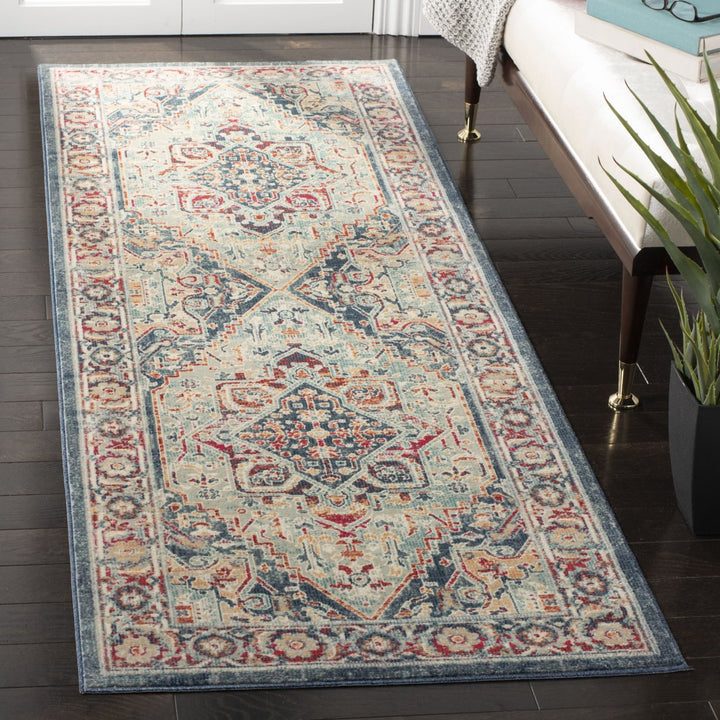 SAFAVIEH Merlot Collection MER310N Navy / Aqua Rug Image 3