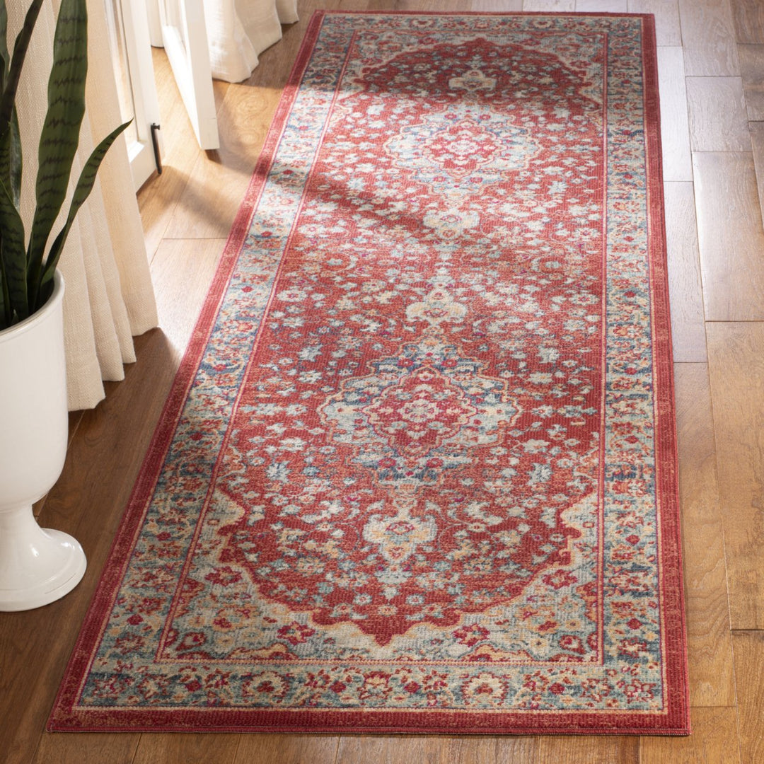 SAFAVIEH Merlot Collection MER311Q Red / Aqua Rug Image 2