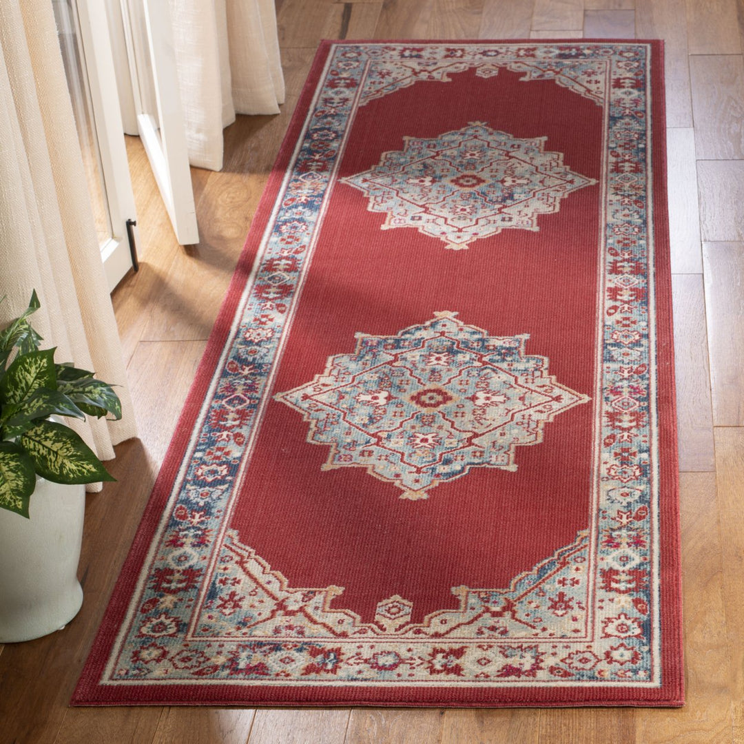 SAFAVIEH Merlot Collection MER312Q Red / Aqua Rug Image 2