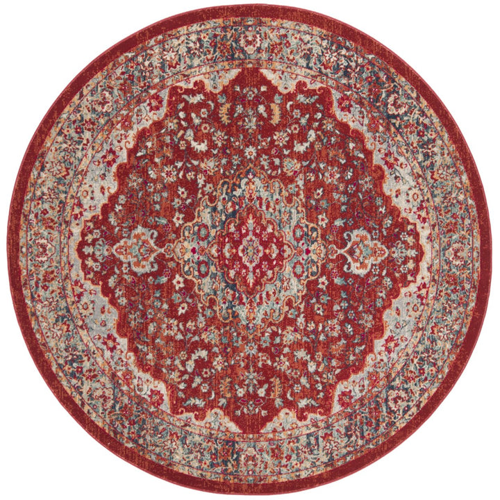 SAFAVIEH Merlot Collection MER311Q Red / Aqua Rug Image 3