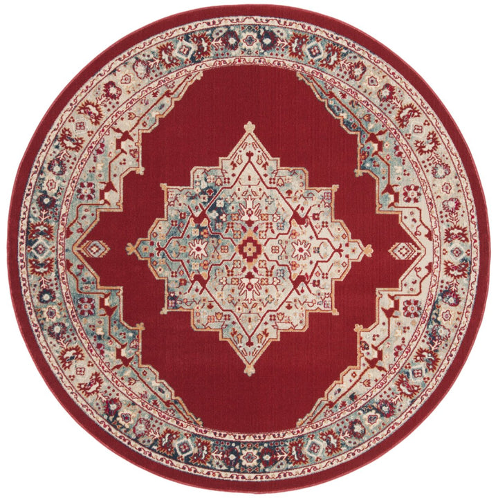 SAFAVIEH Merlot Collection MER312Q Red / Aqua Rug Image 3