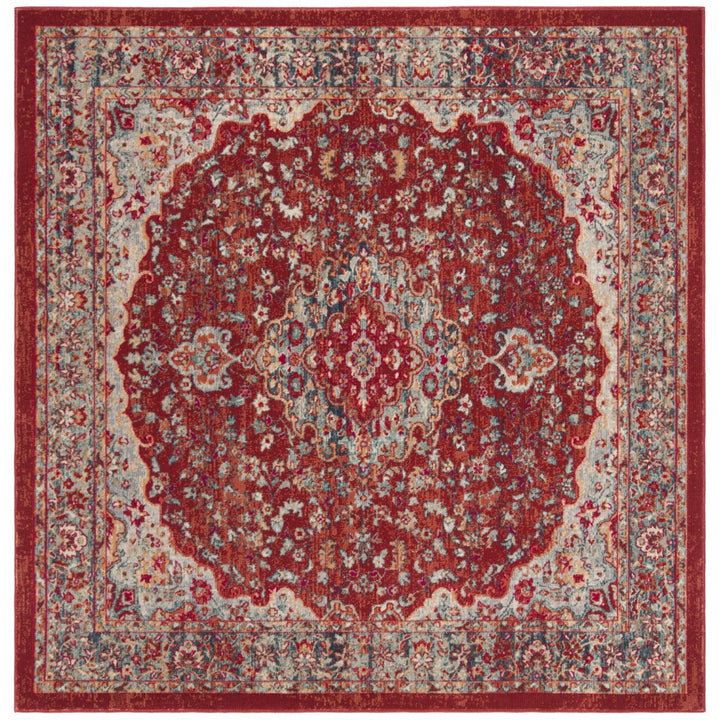 SAFAVIEH Merlot Collection MER311Q Red / Aqua Rug Image 4