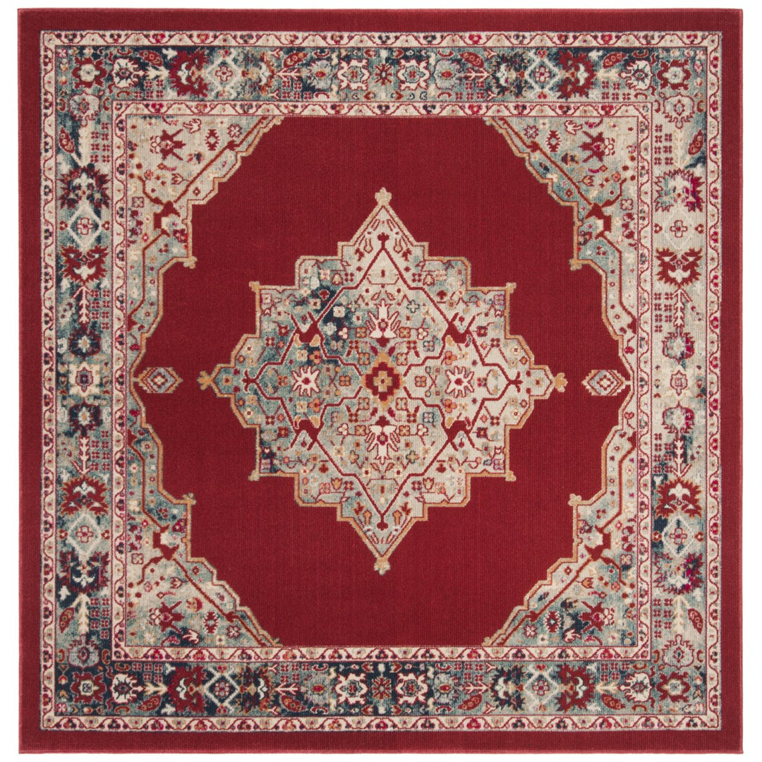 SAFAVIEH Merlot Collection MER312Q Red / Aqua Rug Image 4