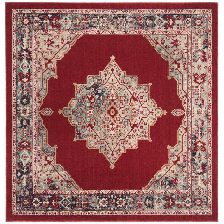 SAFAVIEH Merlot Collection MER312Q Red / Aqua Rug Image 4