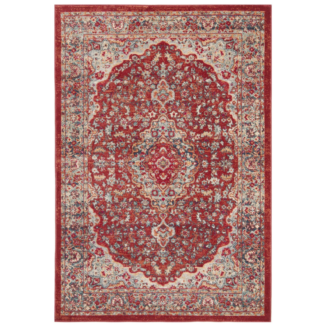 SAFAVIEH Merlot Collection MER311Q Red / Aqua Rug Image 1