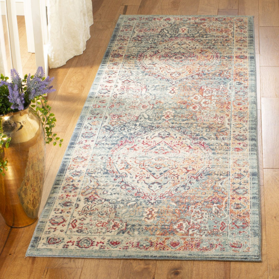 SAFAVIEH Merlot Collection MER314N Navy / Aqua Rug Image 3