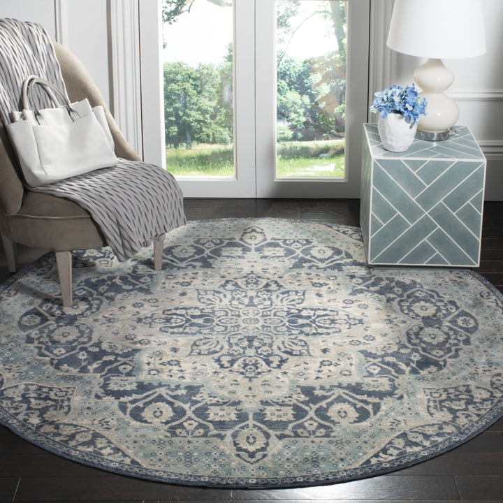 SAFAVIEH Merlot Collection MER313N Navy / Aqua Rug Image 2