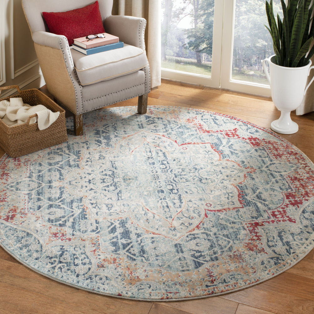 SAFAVIEH Merlot Collection MER313F Grey / Navy Rug Image 2