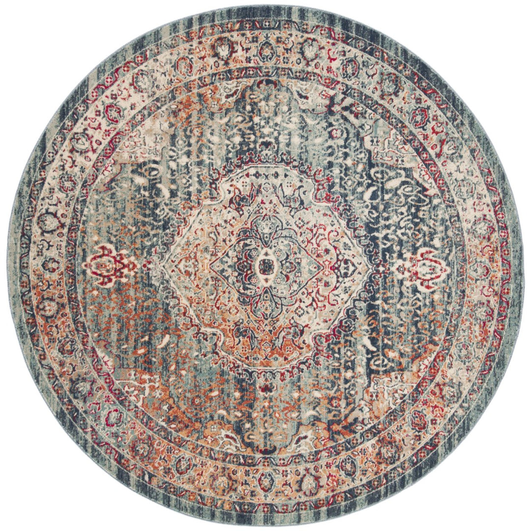 SAFAVIEH Merlot Collection MER314N Navy / Aqua Rug Image 4