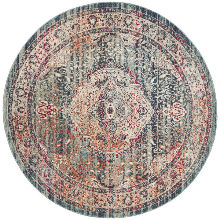 SAFAVIEH Merlot Collection MER314N Navy / Aqua Rug Image 4