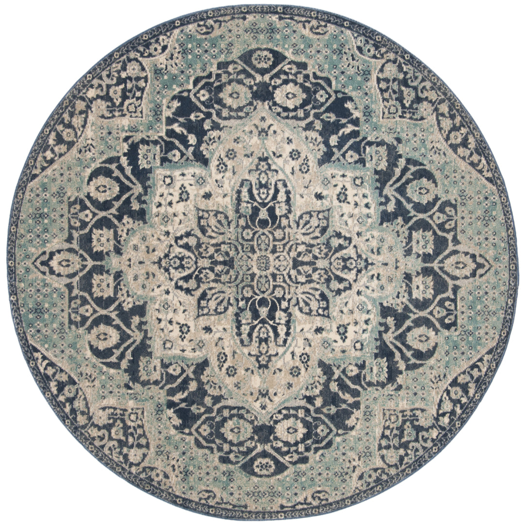 SAFAVIEH Merlot Collection MER313N Navy / Aqua Rug Image 4