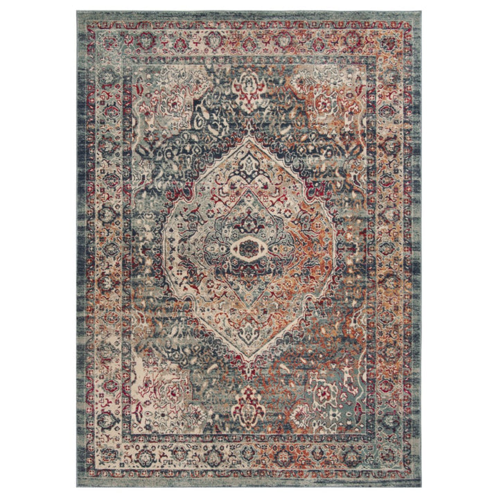 SAFAVIEH Merlot Collection MER314N Navy / Aqua Rug Image 1