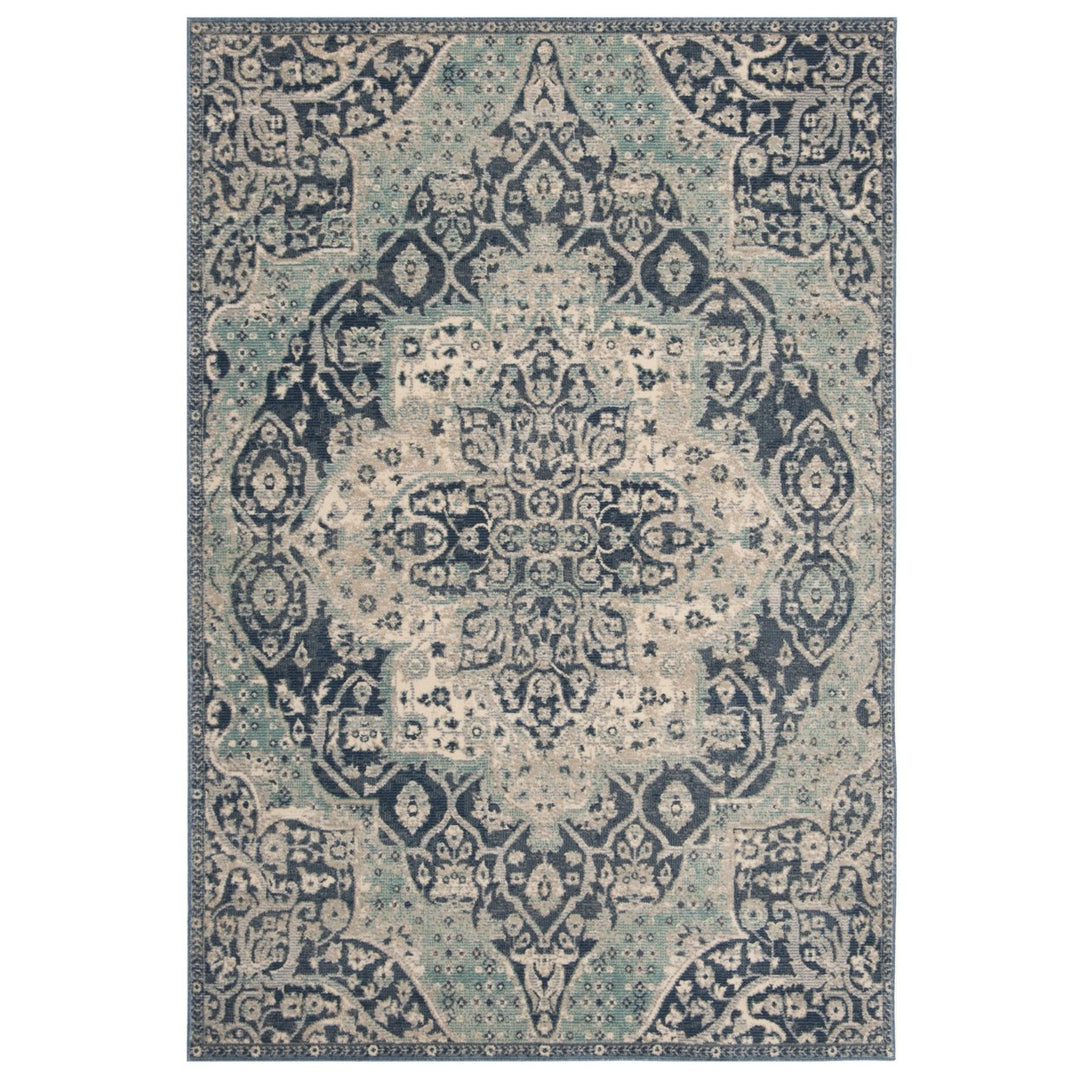 SAFAVIEH Merlot Collection MER313N Navy / Aqua Rug Image 1