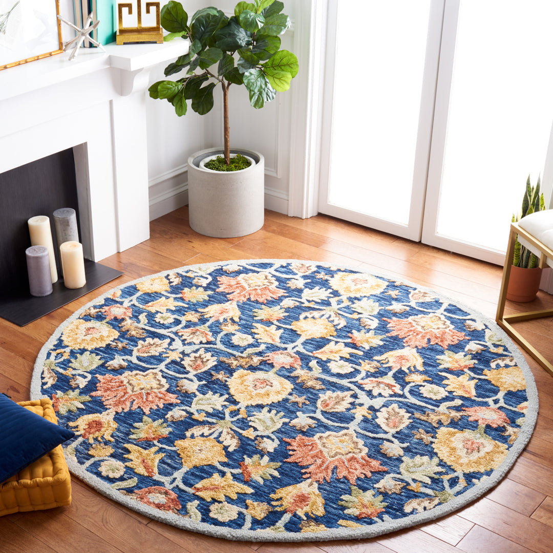 SAFAVIEH Metro MET104M Handmade Blue / Orange Rug Image 2