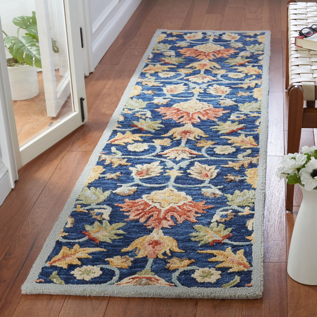 SAFAVIEH Metro MET104M Handmade Blue / Orange Rug Image 3