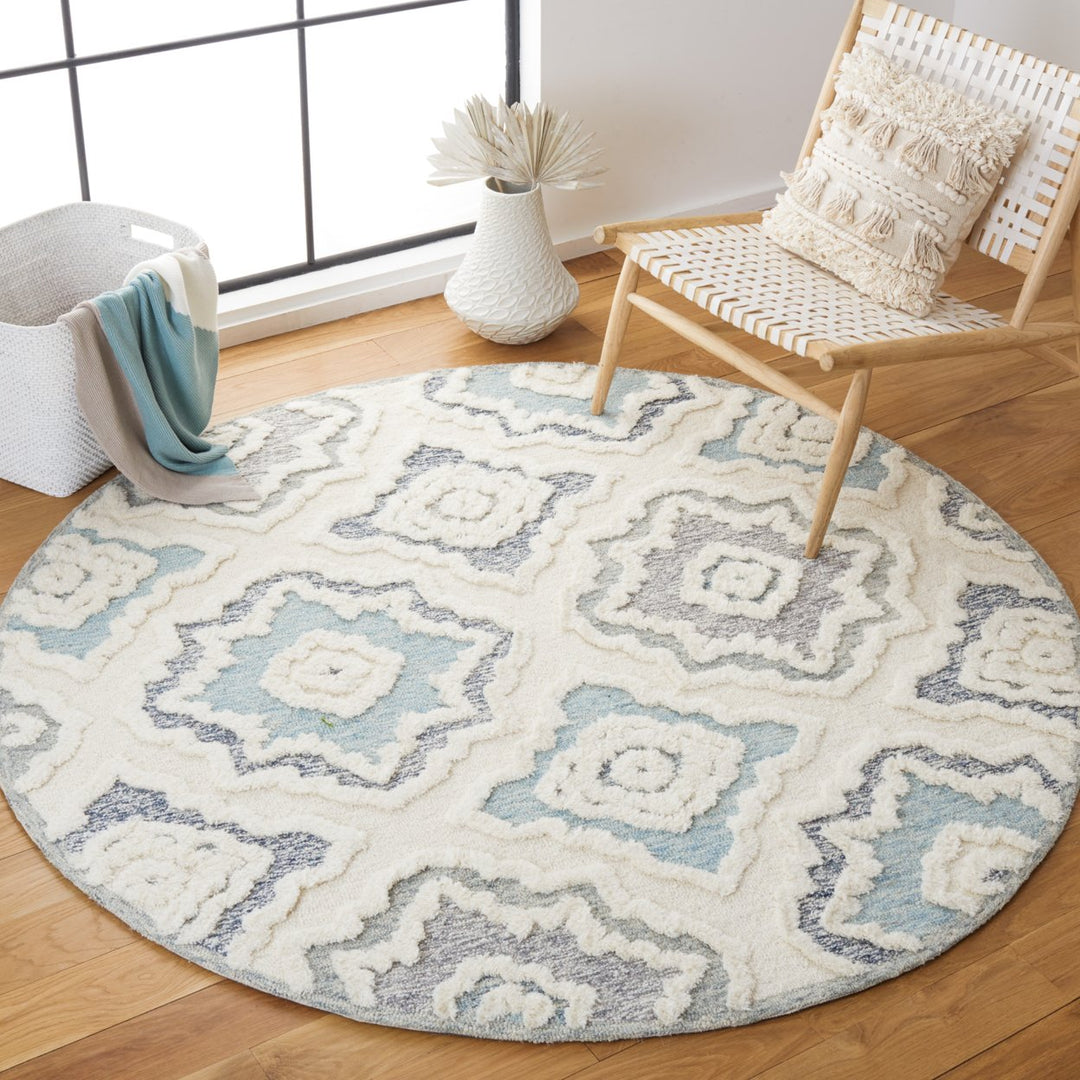 SAFAVIEH Metro MET111A Handmade Ivory / Light Blue Rug Image 2