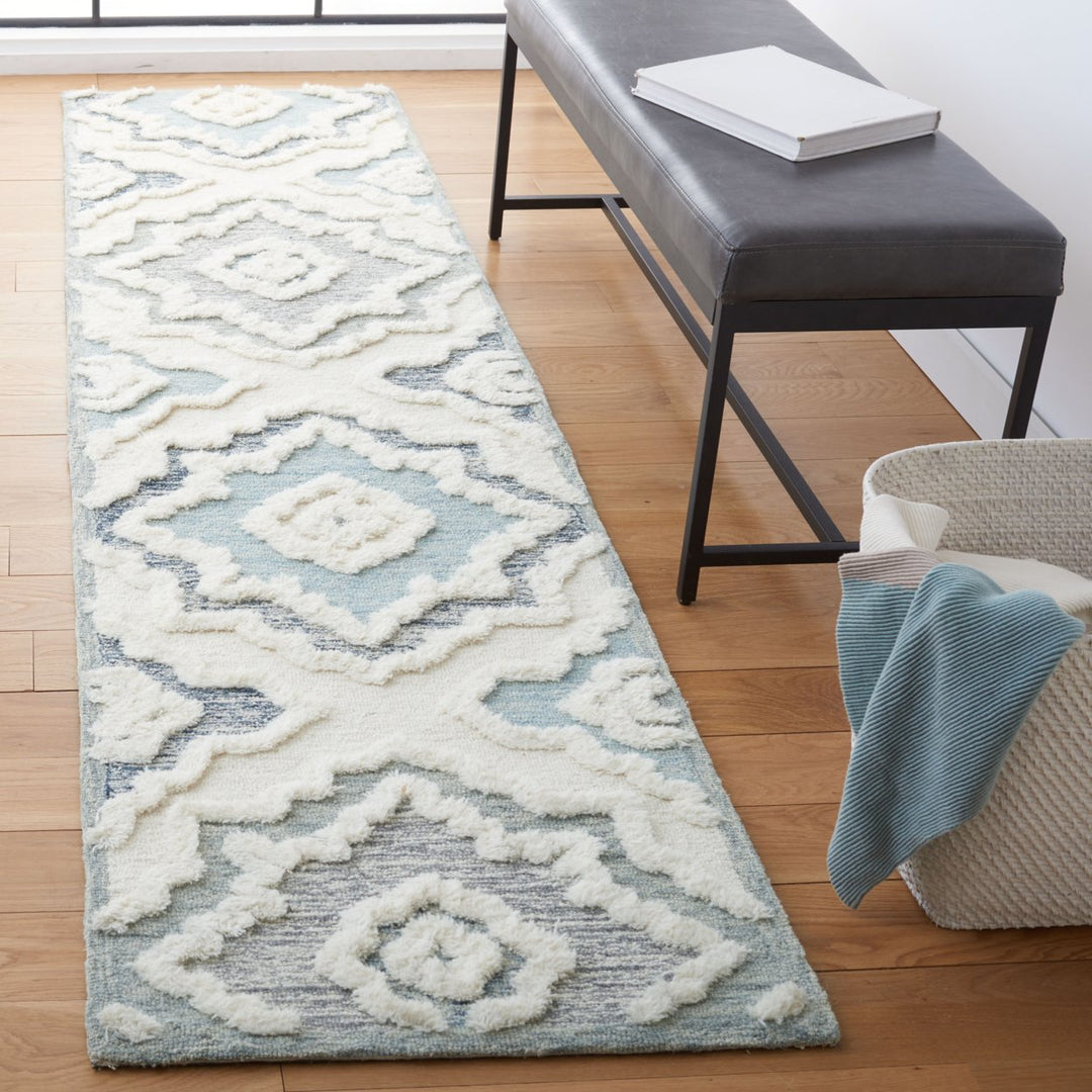 SAFAVIEH Metro MET111A Handmade Ivory / Light Blue Rug Image 3