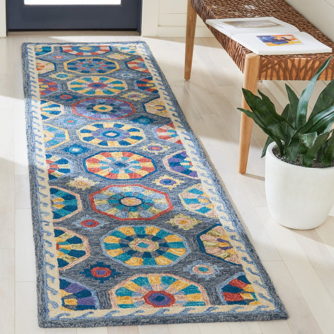 SAFAVIEH Metro MET116M Handmade Blue / Ivory Rug Image 3