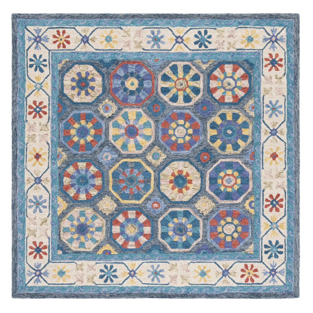 SAFAVIEH Metro MET116M Handmade Blue / Ivory Rug Image 6