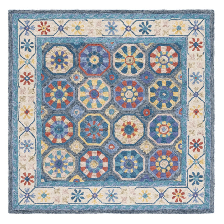 SAFAVIEH Metro MET116M Handmade Blue / Ivory Rug Image 6