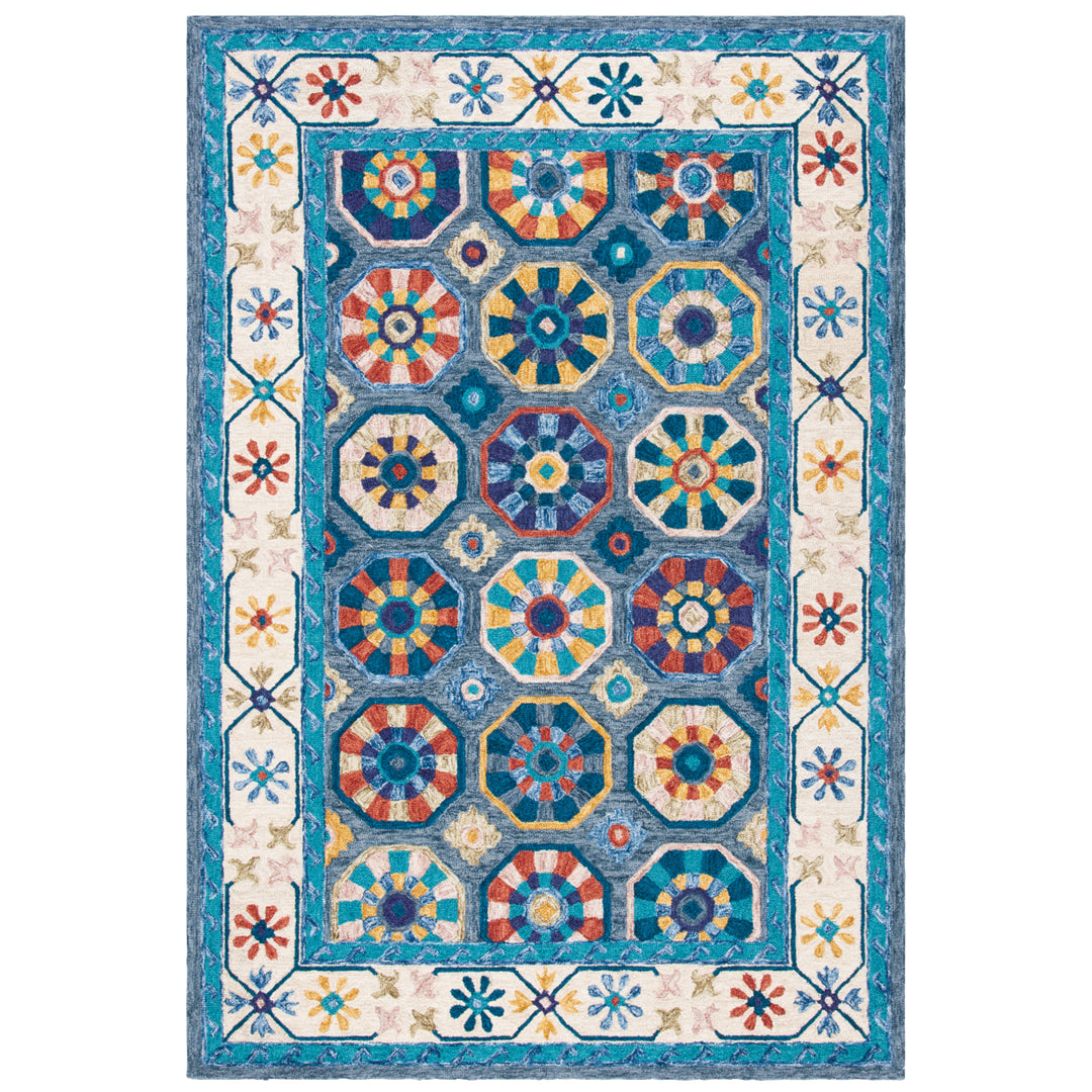 SAFAVIEH Metro MET116M Handmade Blue / Ivory Rug Image 10