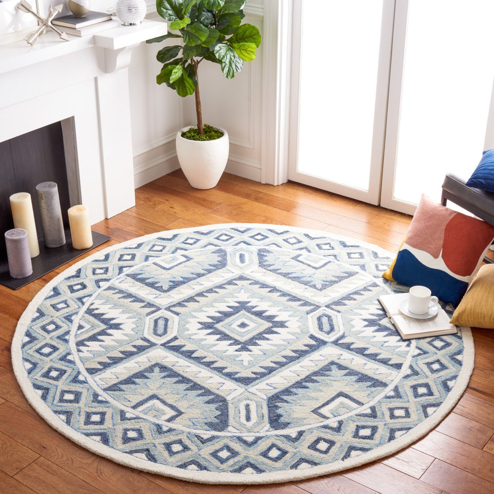 SAFAVIEH Metro MET123M Handmade Blue / Ivory Rug Image 2