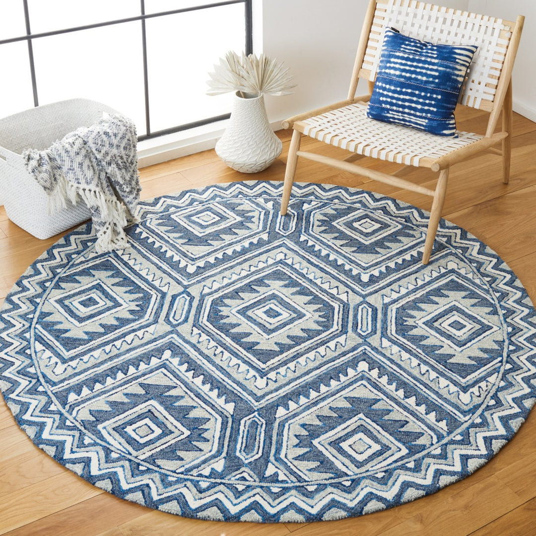 SAFAVIEH Metro MET122M Handmade Blue / Ivory Rug Image 2