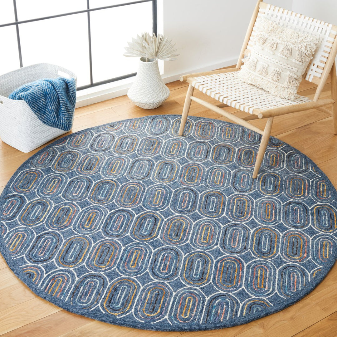 SAFAVIEH Metro MET124M Handmade Blue / Yellow Rug Image 2