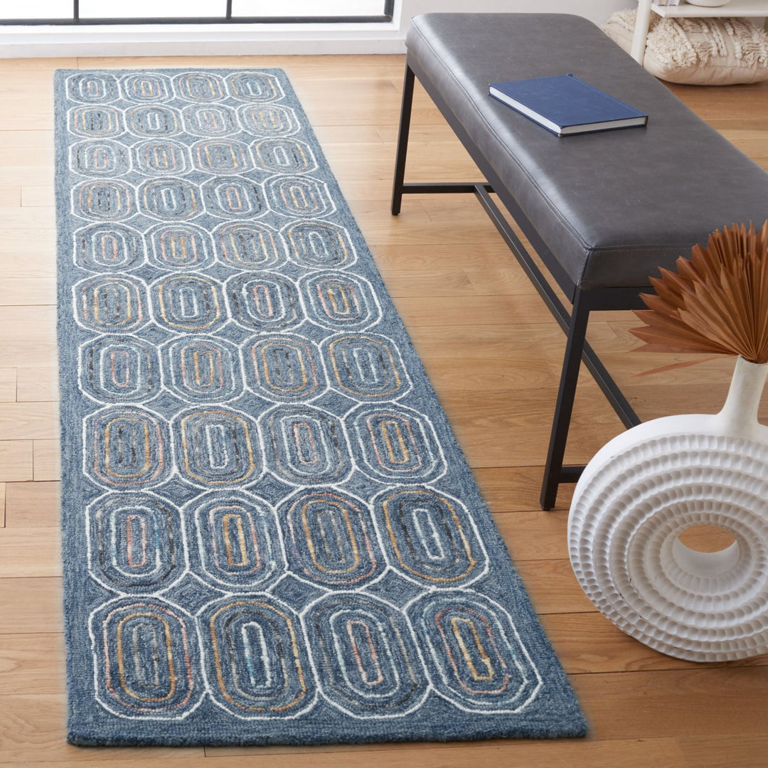 SAFAVIEH Metro MET124M Handmade Blue / Yellow Rug Image 3