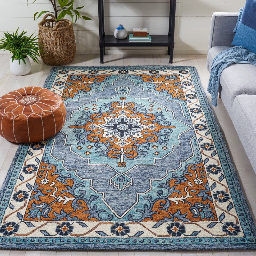 SAFAVIEH Metro MET351M Handmade Blue / Ivory Rug Image 1