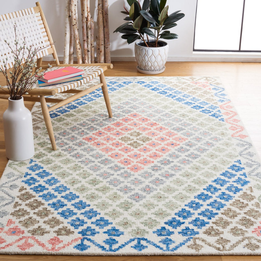 SAFAVIEH Metro MET356M Handmade Ivory / Blue Rug Image 1