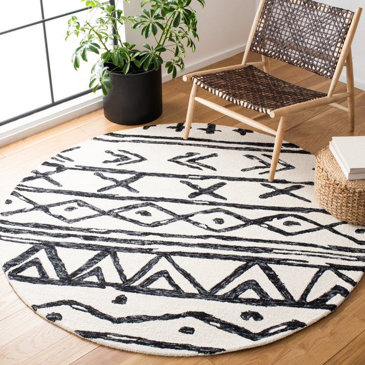 SAFAVIEH Metro MET403Z Handmade Black / Ivory Rug Image 2