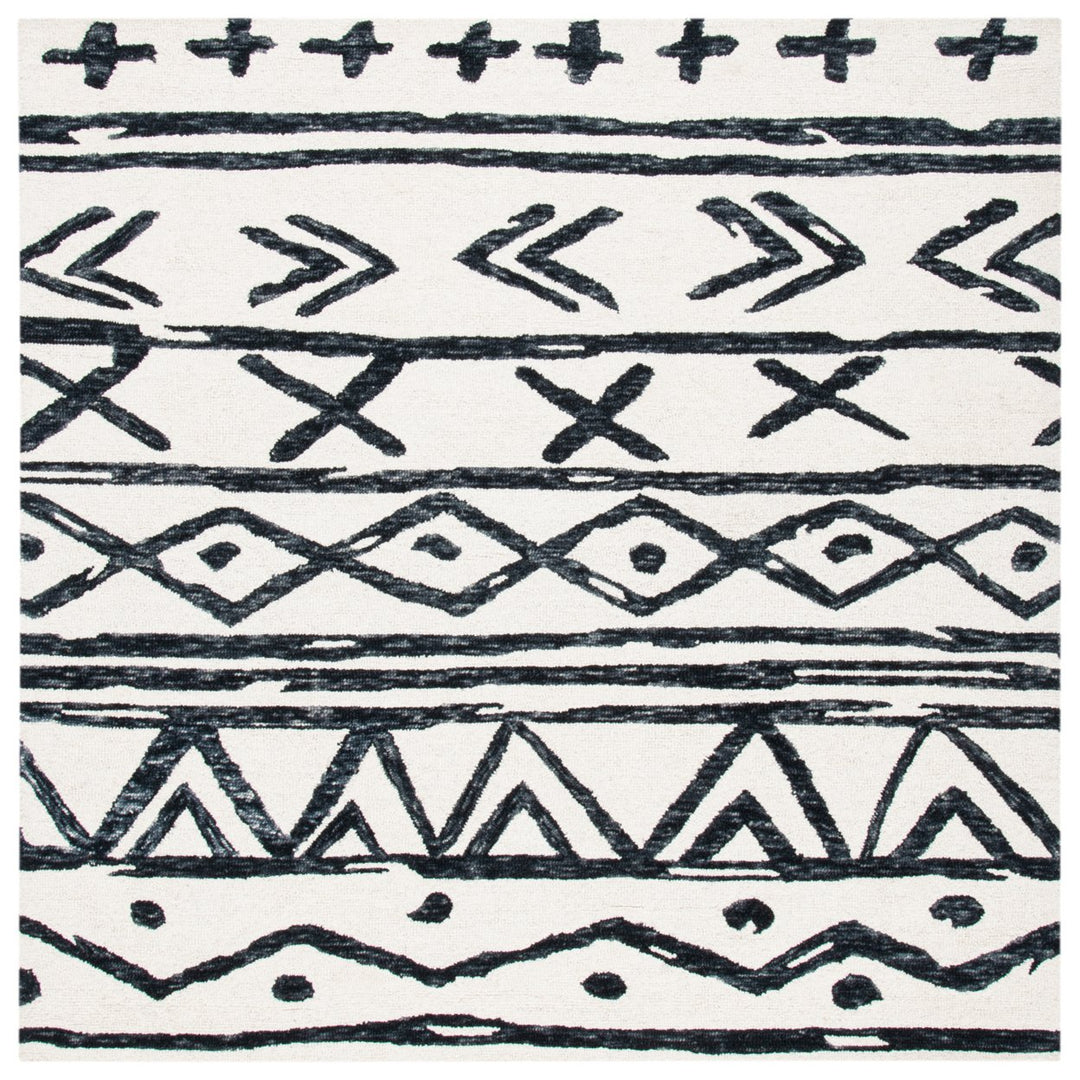 SAFAVIEH Metro MET403Z Handmade Black / Ivory Rug Image 10