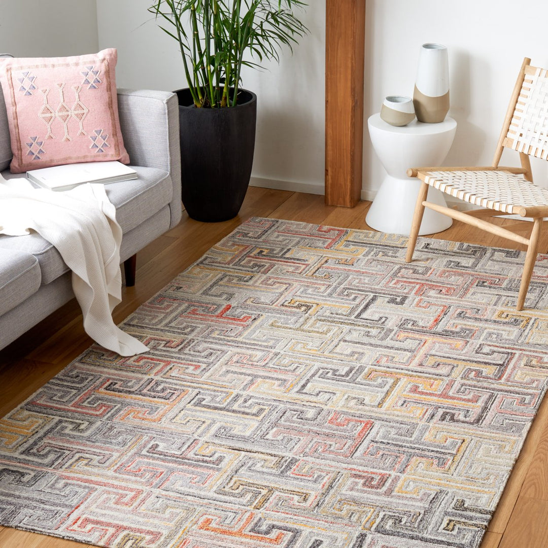 SAFAVIEH Metro Collection MET551F Handmade Grey/Rust Rug Image 1