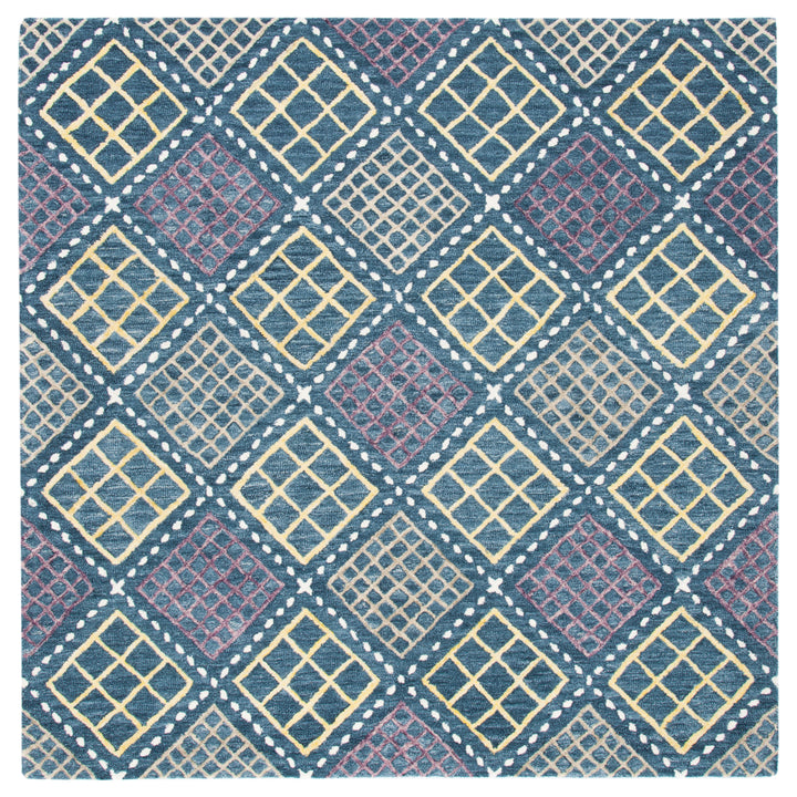 SAFAVIEH Metro MET703M Handmade Blue / Yellow Rug Image 4