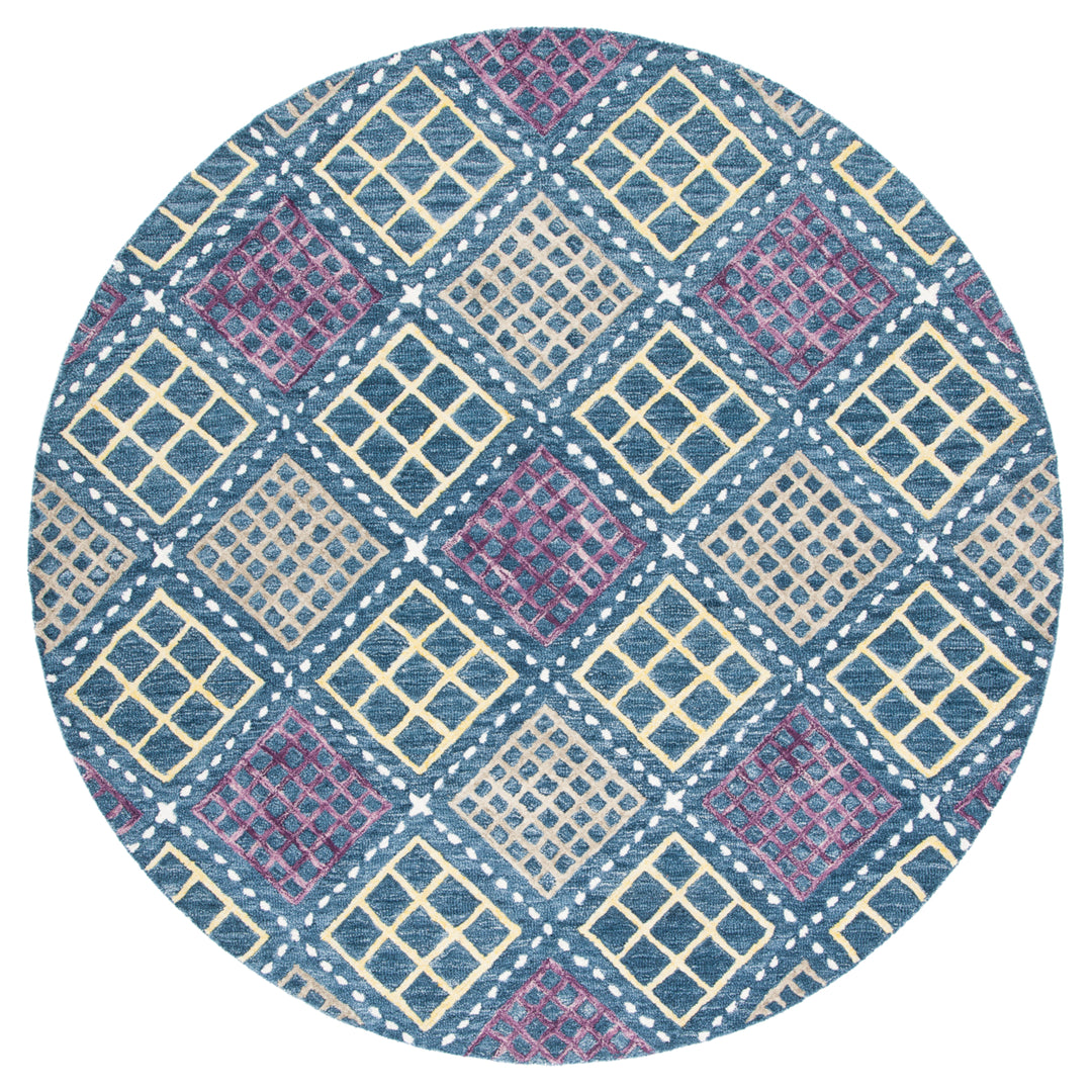 SAFAVIEH Metro MET703M Handmade Blue / Yellow Rug Image 9