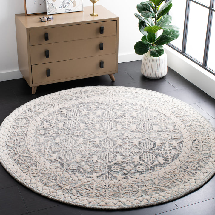 SAFAVIEH Metro MET903H Handmade Dark Grey / Ivory Rug Image 2