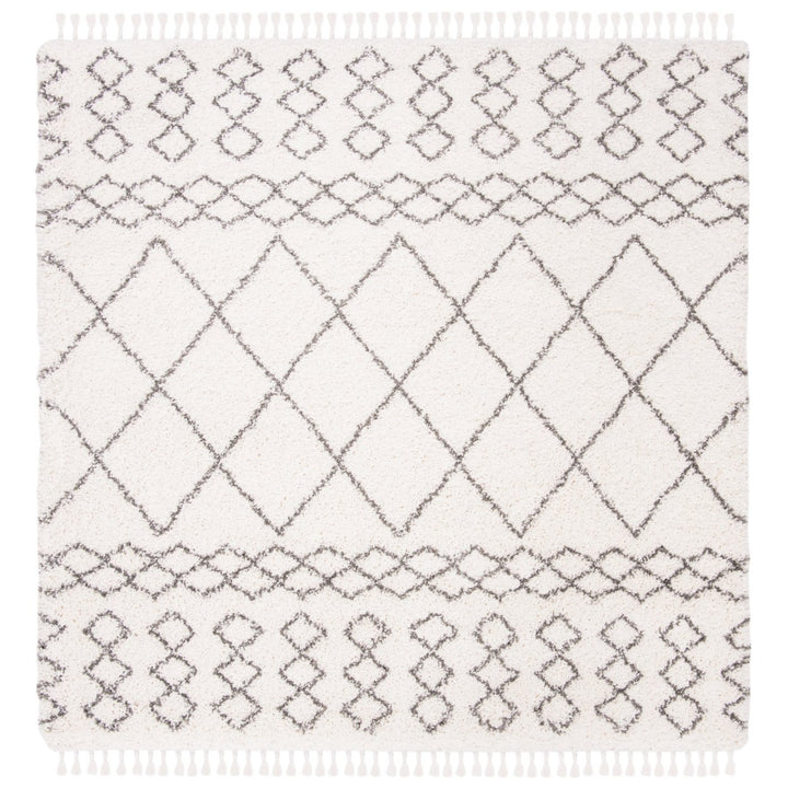 SAFAVIEH Moroccan Fringe Shag MFG343A Ivory / Grey Rug Image 1