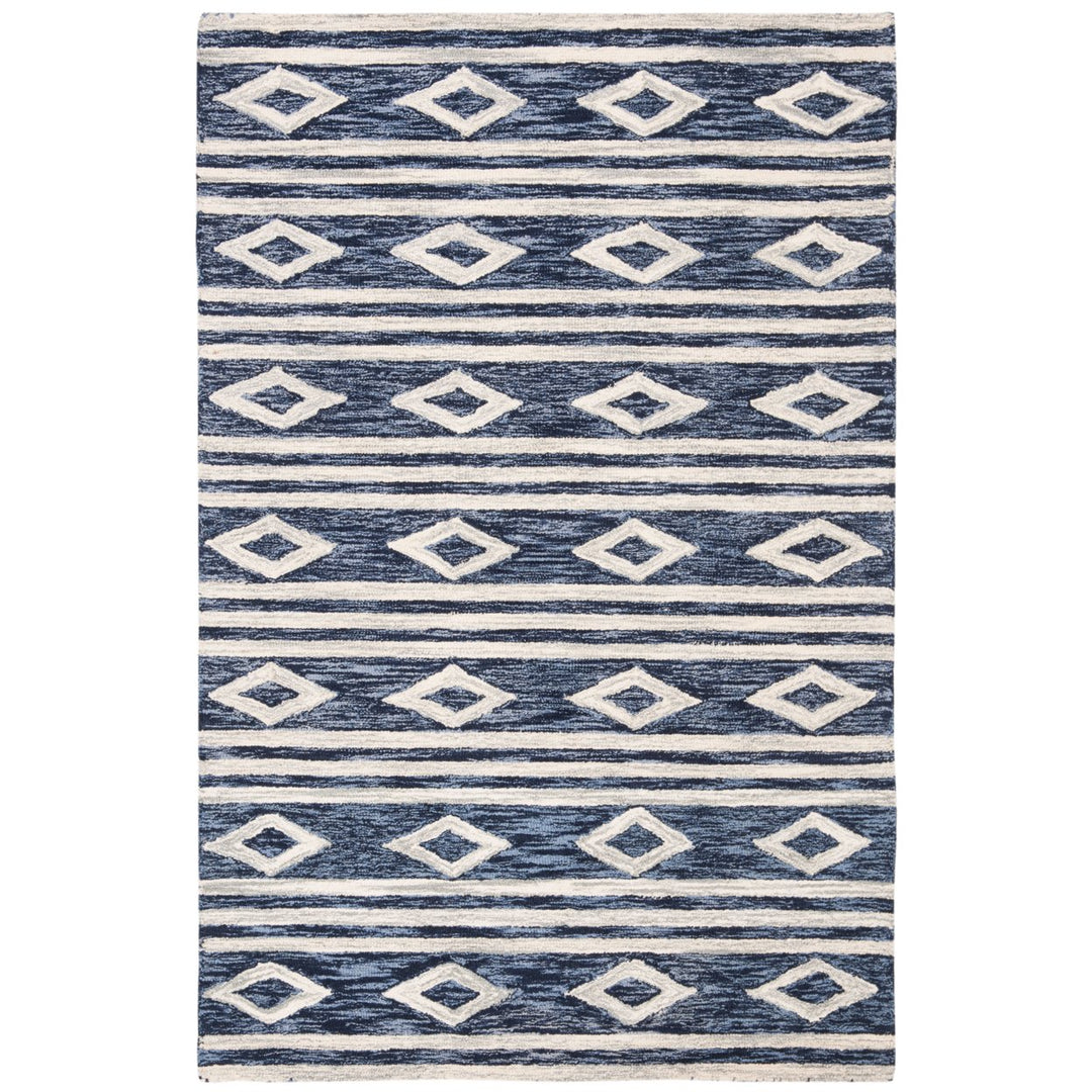 SAFAVIEH Micro-Loop Collection MLP153N Navy / Ivory Rug Image 10