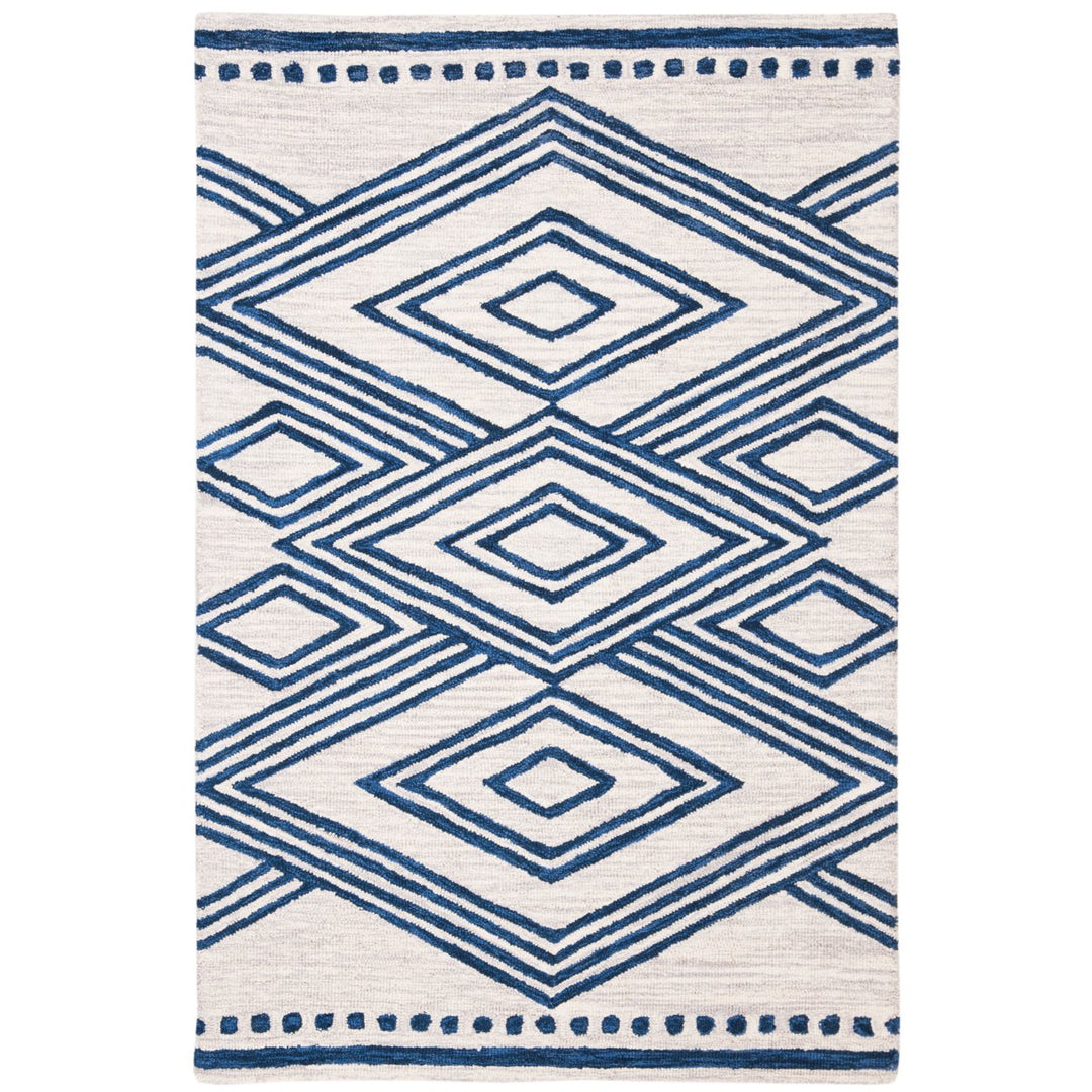 SAFAVIEH Micro-Loop Collection MLP156A Ivory / Navy Rug Image 1