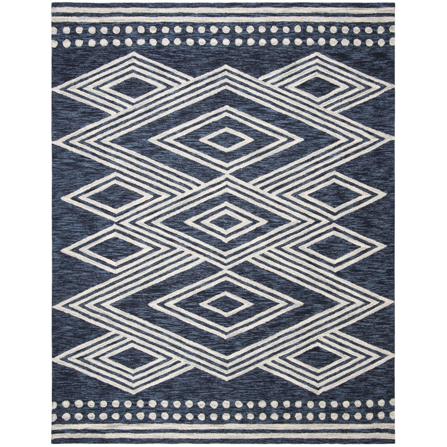 SAFAVIEH Micro-Loop Collection MLP156N Navy / Ivory Rug Image 1