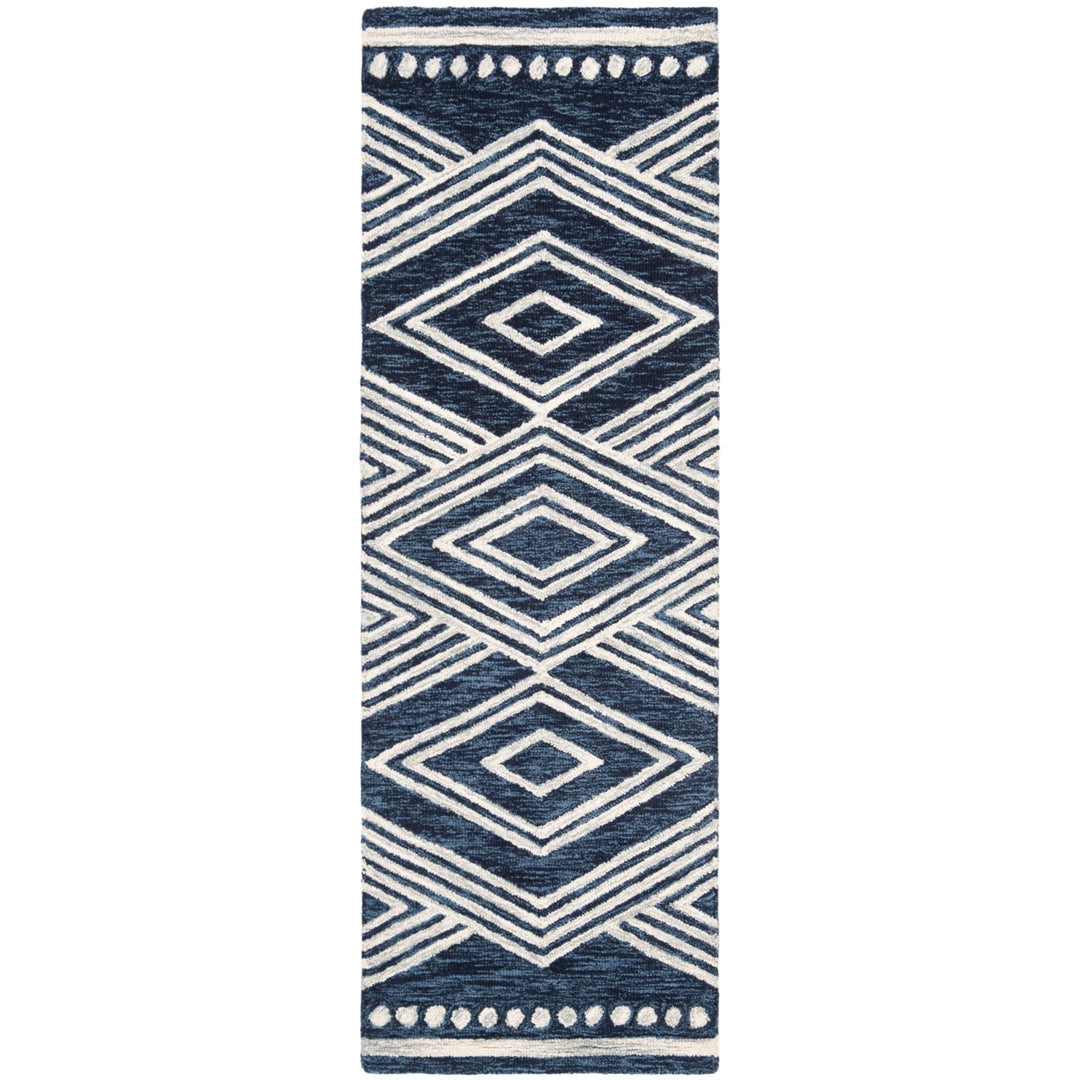 SAFAVIEH Micro-Loop Collection MLP156N Navy / Ivory Rug Image 3