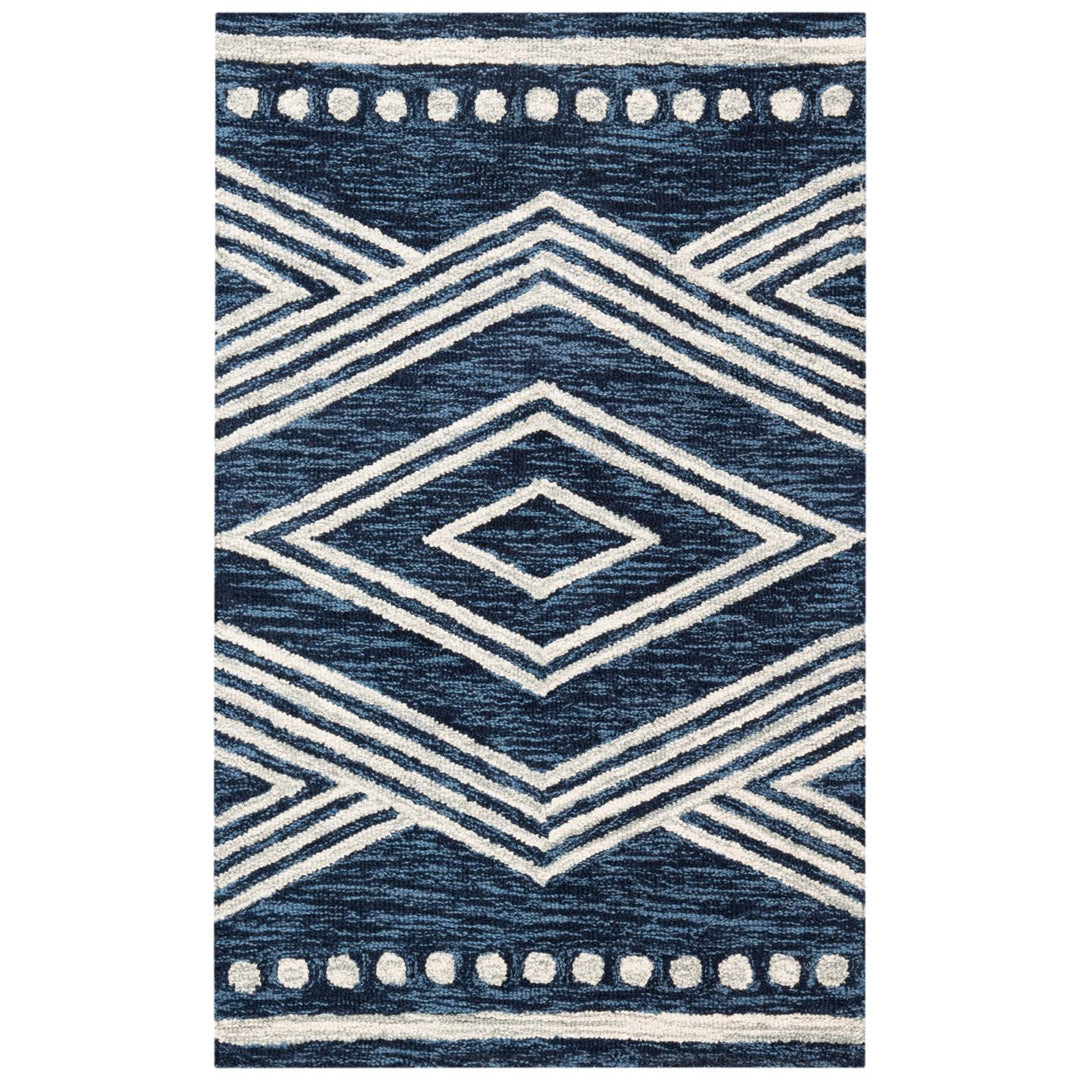 SAFAVIEH Micro-Loop Collection MLP156N Navy / Ivory Rug Image 4